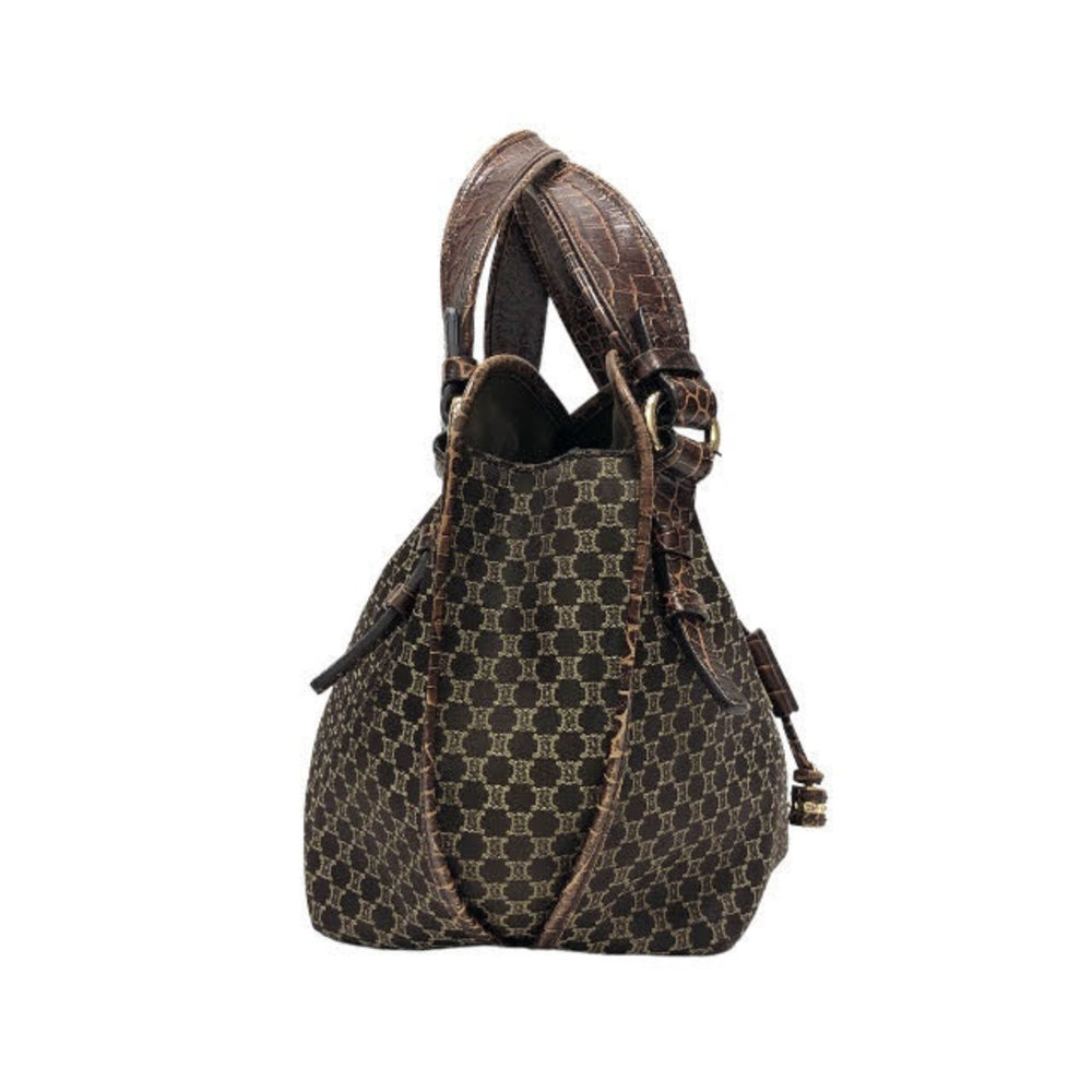 Celine Macadam Pattern Canvas Leather Tote Handba… - image 2